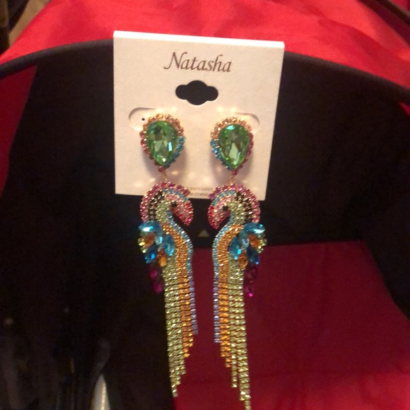 NEW Stunning Crystal Natasha Long Dangling Rhinestone Earrings - Picture 10 of 17